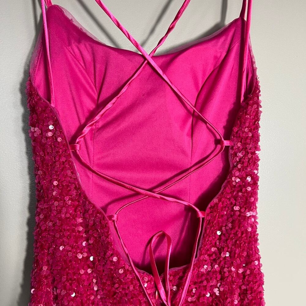 NWT Berlinnova Hot Pink Full Sequin Mermaid Prom Dress Long Formal Size 2 - Picture 10 of 14